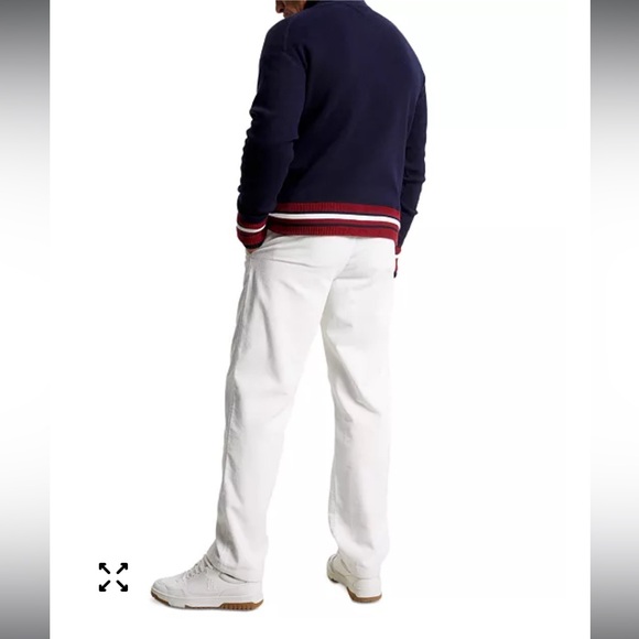 Tommy Hilfiger Men's Monogram Logo Appliqué Knit Navy Blue Varsity Bomber. - Picture 2 of 14